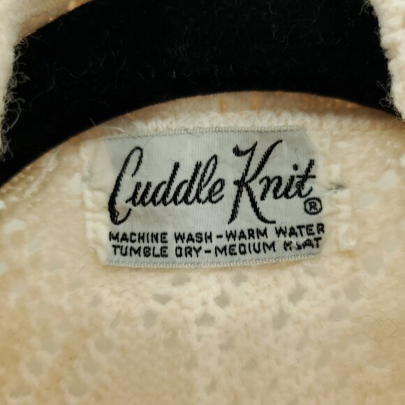 VTG Cuddle Knits Button Front Pointelle Cardigan/Knit Top L/XL Ivory - Picture 3 of 16